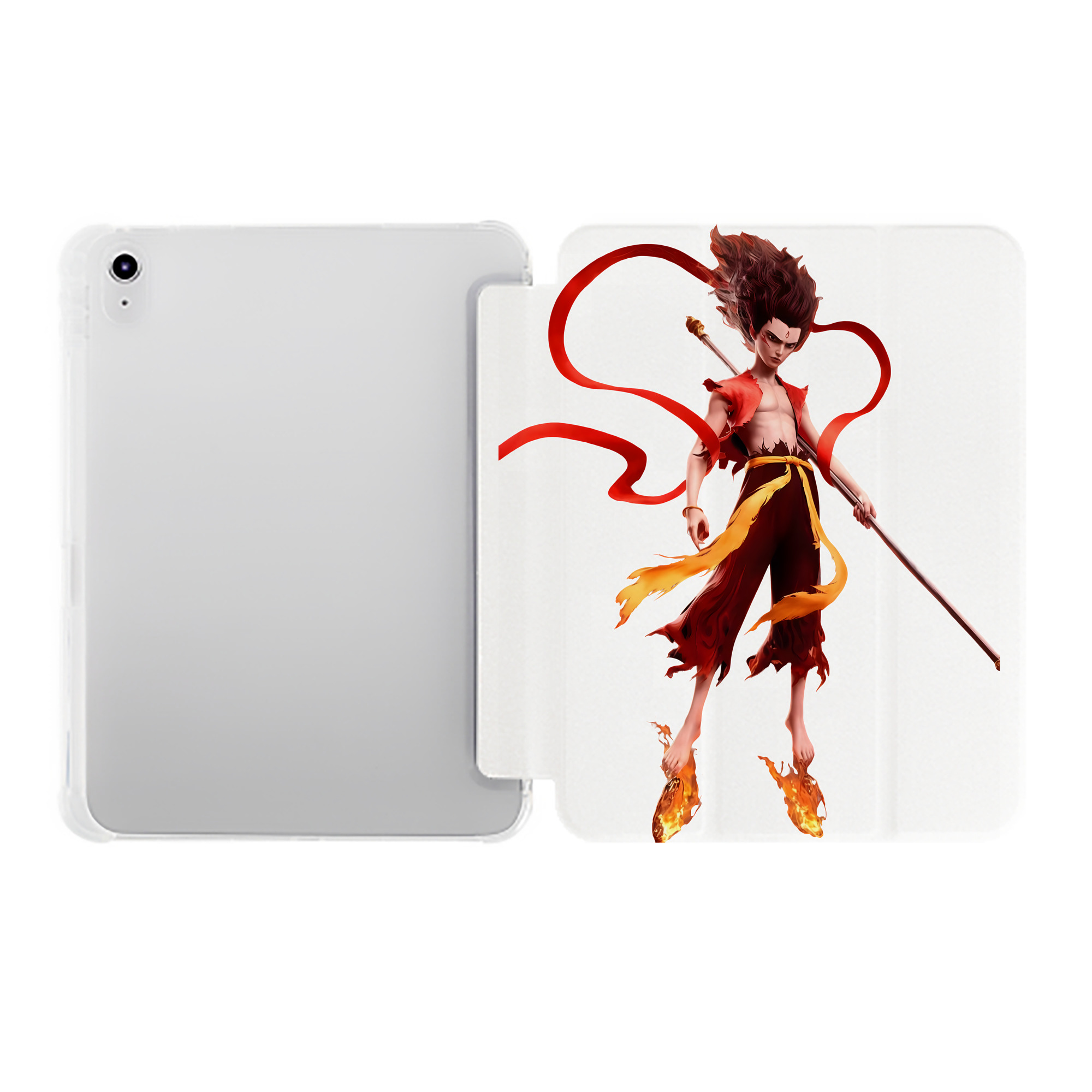 （画像用） Ne Zha 2 ナタ 魔童の大暴れ IPad ケース ペン収納付き 三つ折りスタンド PUレザー×シリコン 対応機種9.5/10.5/10.9インチ